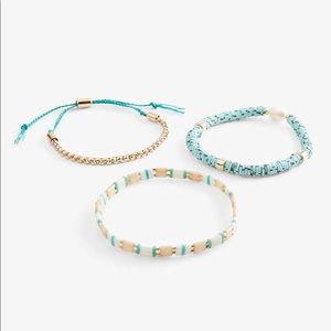 Express 3 Piece Turquoise and Pearl Bracelet Set